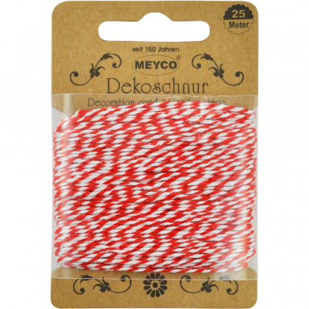 Art & Craft si Artizanat - Snur decorativ, alb-rosu, 25 m