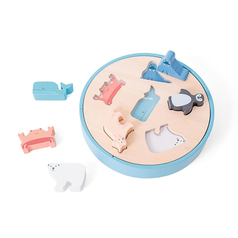 Jucării de stivuit, construit si sortat - Sortator de forme, Animale polare, BS Toys, 1-5 ani
