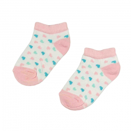 Diversificare si Ingrijire Bebe - Sosete scurte bebelusi, bumbac, fete, roz, inimioare - Micostore.ro