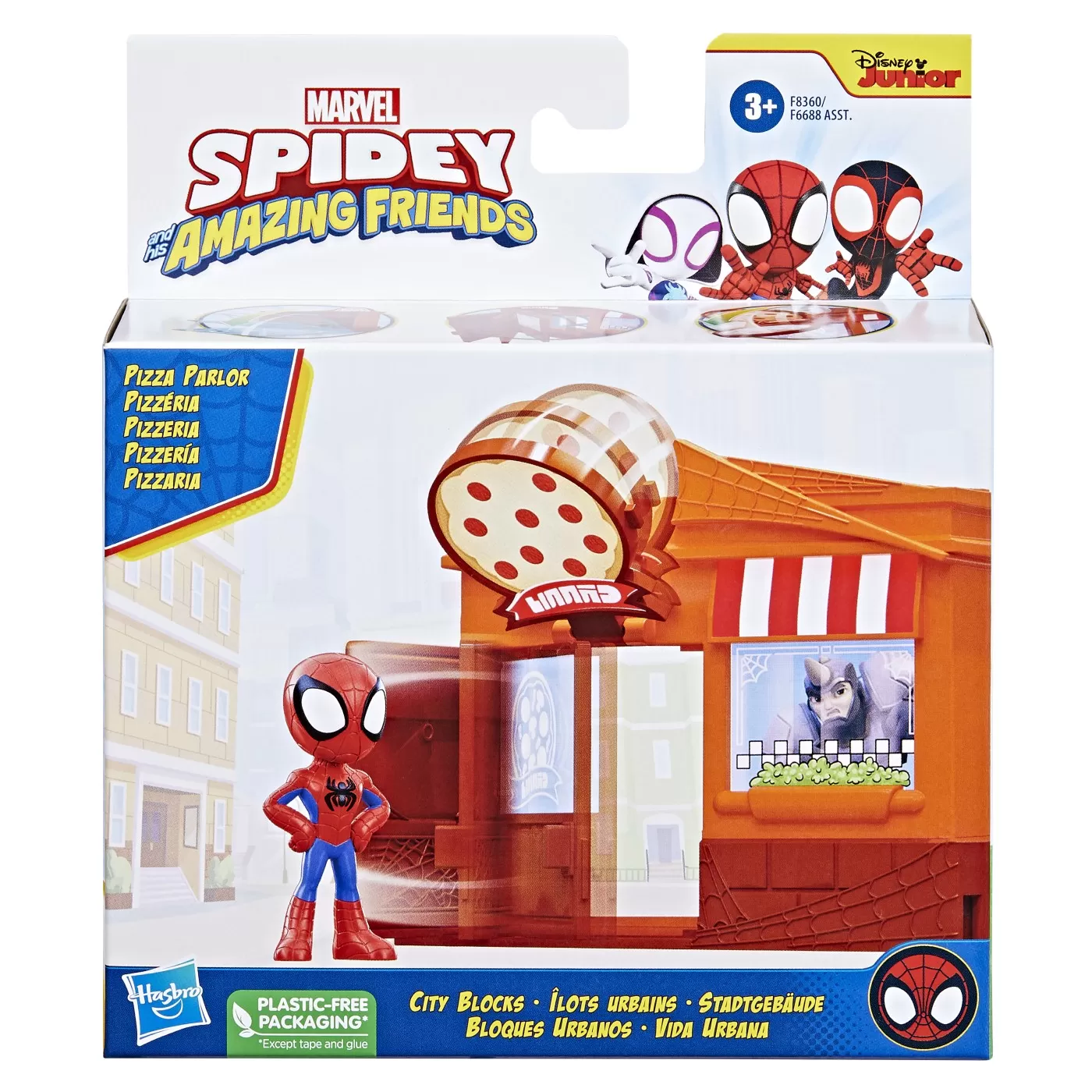Jucării și Jocuri pentru copii - City Blocks - Set de Constructie Pizzerie, Spidey Prietenii Extraordinari, varsta de la 3 ani la 7 ani