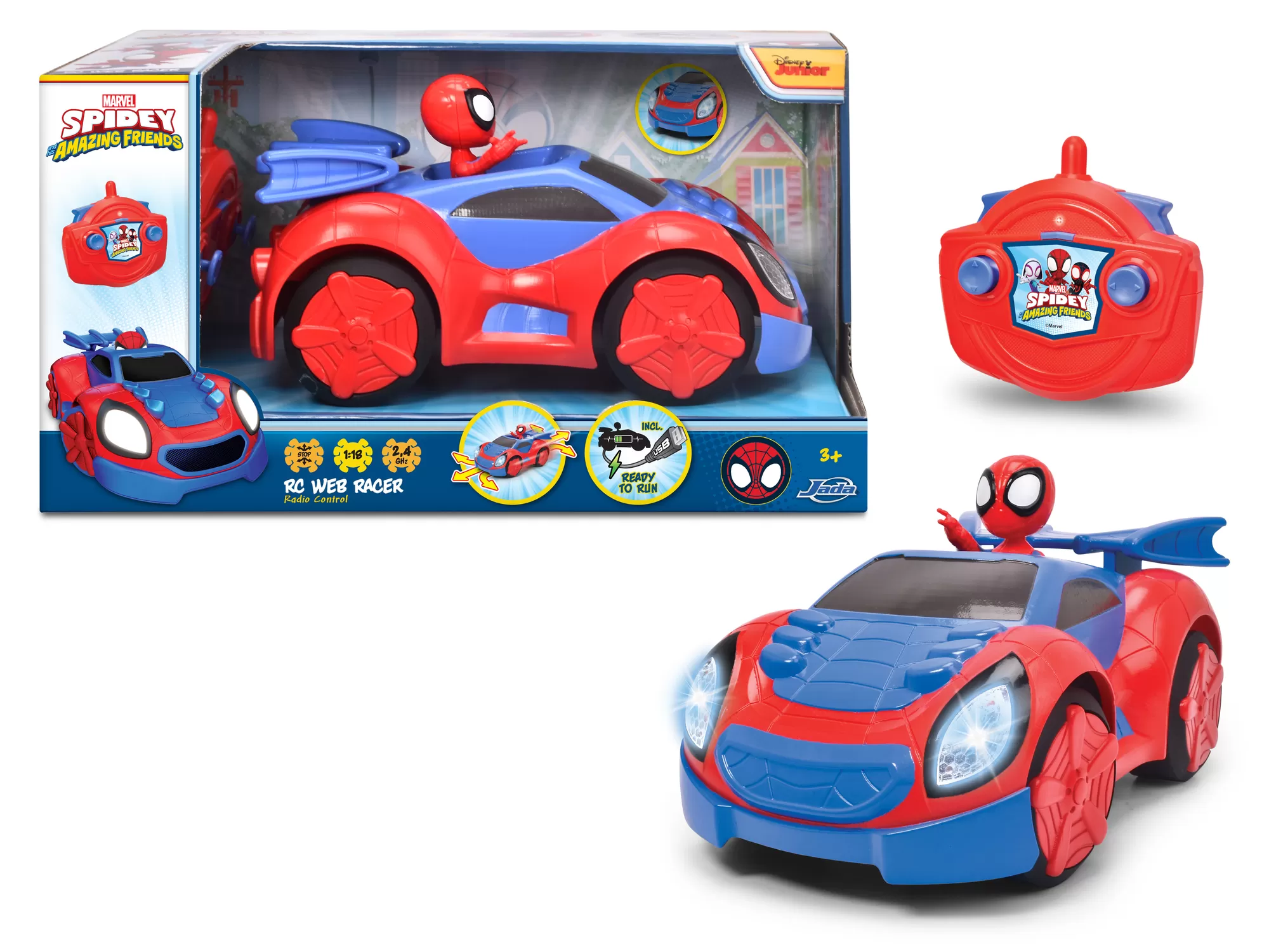 Jucării și Jocuri pentru copii - Spidey prietenii extraordinari masinuta cu telecomanda web racer scara 1:18