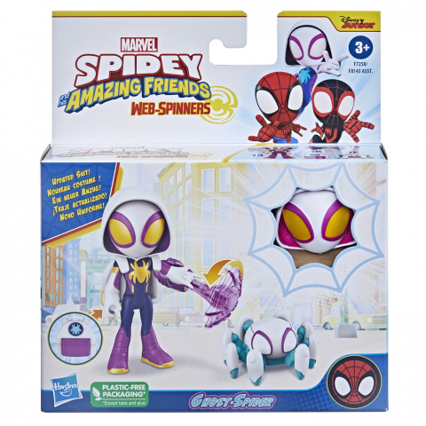 Jucării și Jocuri pentru copii - Spidey prietenii extraordinari set figurina ghost spider 10cm si accesorii, varsta de la 3 ani la 7 ani