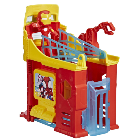 Spidey si prietenii extraordinari scena de joaca turnul lui iron man  si figurina iron man 10cm [5]