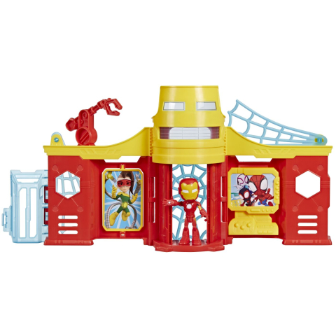Spidey si prietenii extraordinari scena de joaca turnul lui iron man  si figurina iron man 10cm [1]