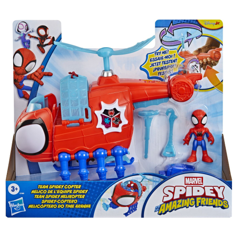 Jucării și Jocuri pentru copii - Spidey si prietenii lui uimitori marvel set echipa spidey cu elicopter si accesorii 7.6cm