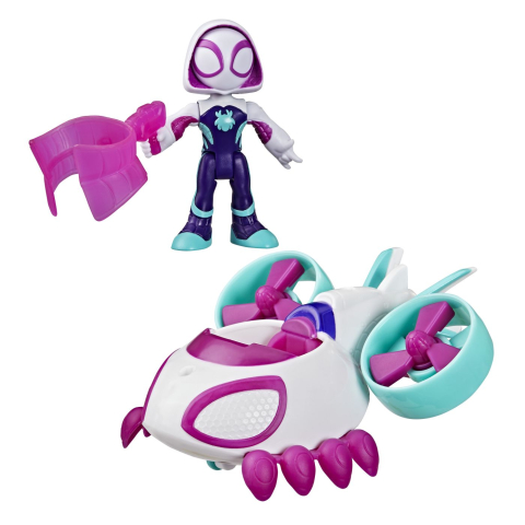 Spidey si prietenii lui uimitori marvel set figurina ghost spider si vehicul copter 7.6cm [2]
