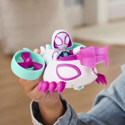 Spidey si prietenii lui uimitori marvel set figurina ghost spider si vehicul copter 7.6cm [5]