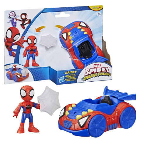 Spidey si prietenii lui uimitori marvel set figurina spidey si vehicul web crawler 7.6cm [1]