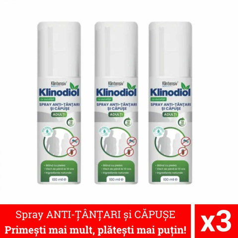 Ingrijire personala & Cosmetice - Spray Anti-Tantari Klinodiol x 3, Natural, 100 ml, Klintensiv