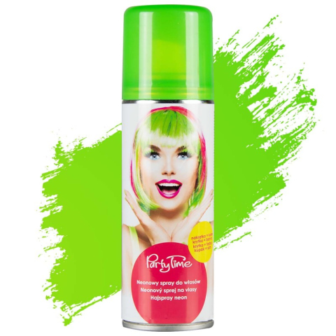 Ingrijire personala & Cosmetice - Spray colorant pentru par PartyTime Halloween, verde neon, temporar