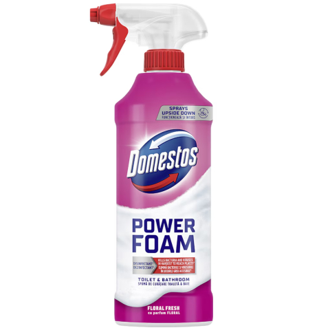 Dezinfectant toaleta - Solutie de curatare baie DOMESTOS Power Foam Spray, Floral Burst, 435 ml, Spuma de curatare