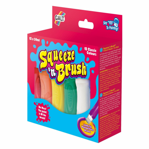 Rechizite Școlare - Squeeze'n Brush - 12 culori, Acuarele lavabile cu varf de pensula