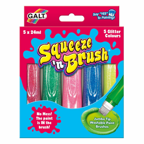 Rechizite Școlare - Squeeze'n Brush - 5 culori cu sclipici Acuarele lavabile cu varf de pensula