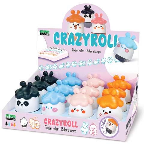 Rollere pentru Scris si Scoala - Stampila roller Crazyroll, 4 modele  varsta 3 ani+,6 ani+,8 ani+