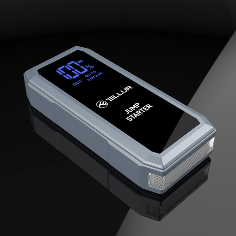 Starter auto portabil Tellur, 12V, 1500A, baterie externă, 16800mAh, lanternă, gri [12]