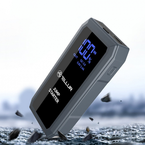 Starter auto portabil Tellur, 12V, 1500A, baterie externă, 16800mAh, lanternă, gri [5]