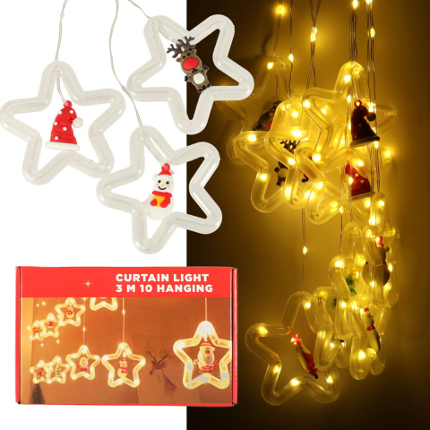 Instalatii de Craciun LED pentru Brad si Casa - Stelute Luminoase LED cu Figurine si 125 LED-uri, Alb Cald, USB, 3M