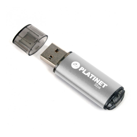 Periferice IT - Stick memorie 32GB Platinet PMFE32, USB 2.0, carcasa aluminiu, argintiu