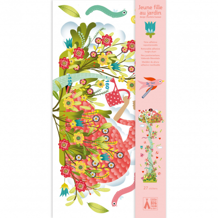 Sticker decorativ perete, metru, masurare inaltime copii, cu abtibilduri reutilizabile, Gradina Inflorita, Djeco, varsta 0 - 1, 1 - 3, 3 - 6, 6 - 9, 9+ ani, Fata [1]