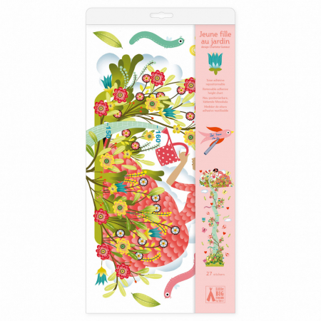 Sticker decorativ perete, metru, masurare inaltime copii, cu abtibilduri reutilizabile, Gradina Inflorita, Djeco, varsta 0 - 1, 1 - 3, 3 - 6, 6 - 9, 9+ ani, Fata [2]
