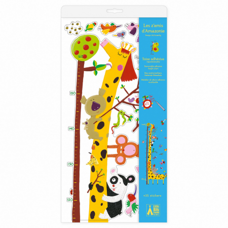 Sticker decorativ perete, metru, masurare inaltime copii, cu abtibilduri reutilizabile, Prieteni din Amazon, Djeco, varsta 0 - 1, 1 - 3, 3 - 6, 6 - 9, 9+ ani, Baiat, Fata [4]