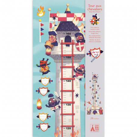 Sticker decorativ perete, metru, masurare inaltime copii, cu abtibilduri reutilizabile, Turnul cavalerului, Djeco, varsta 1 - 3, 3 - 6, 6 - 9 ani, Baiat [2]