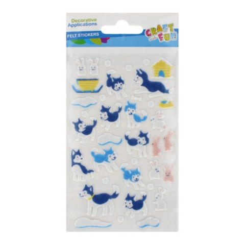 Art & Craft si Artizanat - Sticker fetru caini si iepuri 10x19cm, Craft with Fun, 521740, set 25 buc
