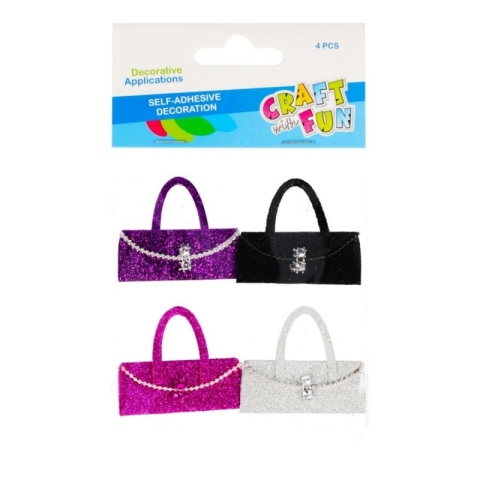 Îmbrăcăminte și accesorii - Sticker fetru gentuta, Craft with Fun, 480887, set 4 buc