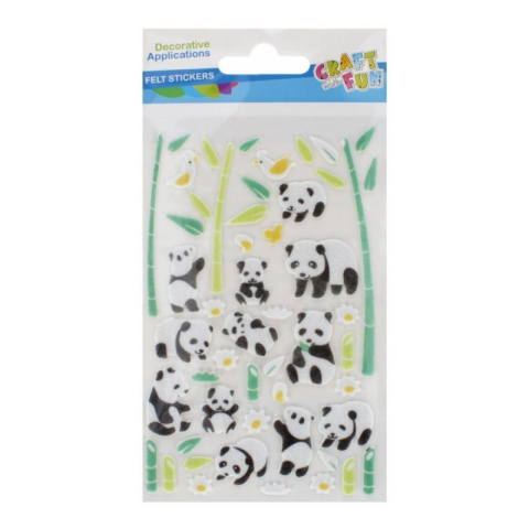 Art & Craft si Artizanat - Sticker fetru panda si papagali 10x19cm, Craft with Fun, 521614, set 50 buc