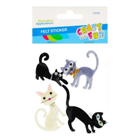 Art & Craft si Artizanat - Sticker fetru pisicute, Craft with Fun, 480890, set 4 buc