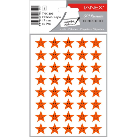 Rechizite Școlare - Sticker smiley stars portocalii 80/set tnx-305 tanex