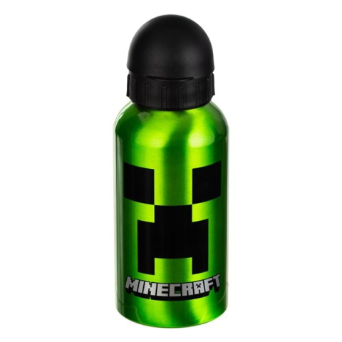 Caserole Sandwich si Sticle Apa - Sticla apa aluminiu Minecraft verde 400ml – bidon copii cu capac flip top