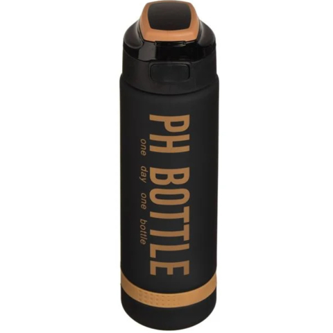 Rechizite Școlare - Sticla Apa Sport din Plastic Negru Auriu Motivation "Ph bottle" - 1L