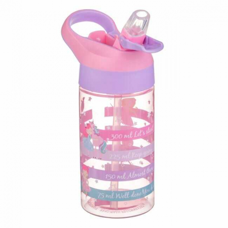 Sticlă de apă și Bidoane - Sticle Apa Copii, Gradinita si Scoala, 500 ml cu Pai, Roz