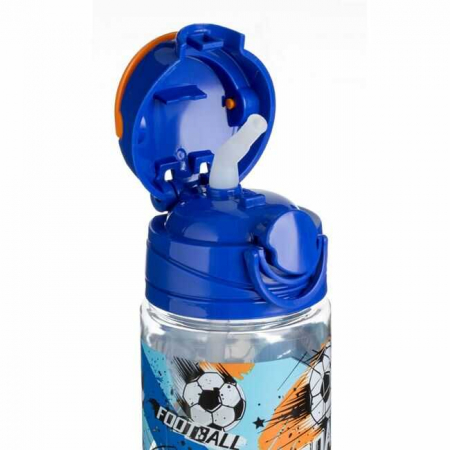 Sticle Apa Copii, Gradinita si Scoala, 500 ml cu Pai si Snur, Fotbal [3]