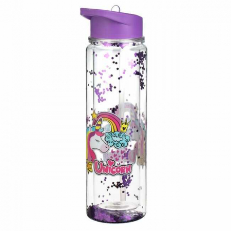 Sticle Apa Copii, Gradinita si Scoala, 500 ml cu Pai, Unicorn [3]