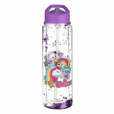 Sticlă de apă și Bidoane - Sticle Apa Copii, Gradinita si Scoala, 500 ml cu Pai, Unicorn