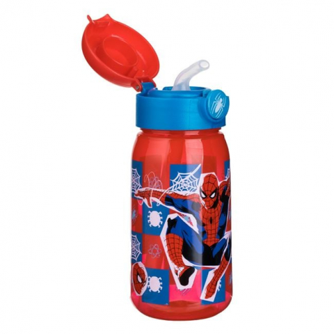 Sticla Apa Copii pentru Scoala, 510 ml, cu Pai, din Plastic, Spiderman [1]