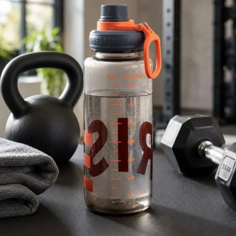 Sticla de Apa din plastic, BPA Free, Gri Fumuriu cu Capac si Maner, 1L [1]