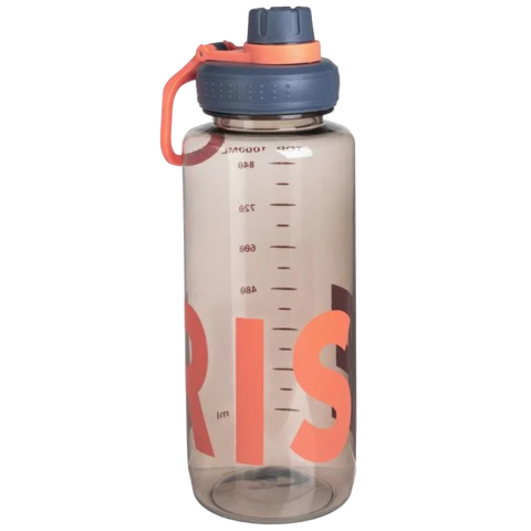 Caserole Copii, Lunch Box si Sticle de Apa pentru Scoala - Sticla de Apa din plastic, BPA Free, Gri Fumuriu cu Capac si Maner, 1L