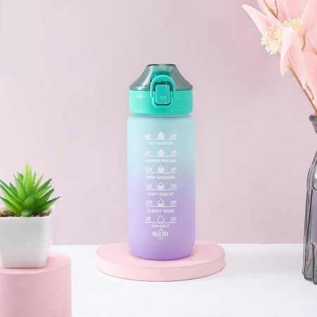 Sticlă de apă și Bidoane - Sticla de Apa Reutilizabila, Mesaje Motivationale, 600 ml, Turcoaz
