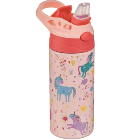 Rechizite Școlare - Sticla de Apa pentru Copii, model Unicorn, Otel Inoxidabil, Roz, 500ml