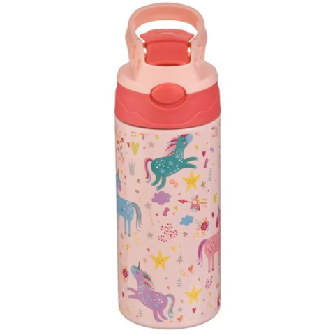Sticla de Apa pentru Copii, model Unicorn, Otel Inoxidabil, Roz, 500ml [1]