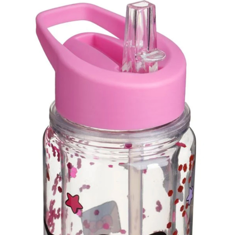 Sticla de Apa pentru Fete, model Hello Kitty, cu Pai Flip Top si Sclipici, 500ml [1]