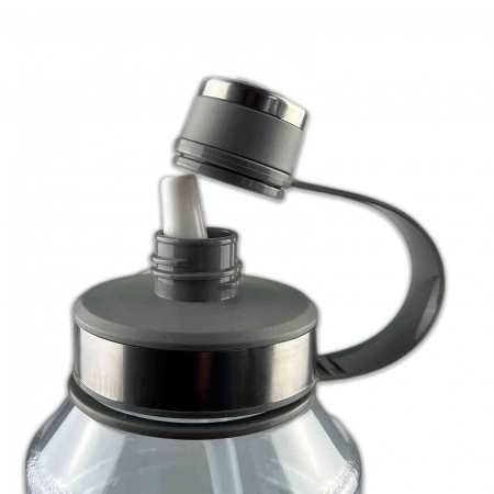 Sticla de apa portabila, cu pai incorporat, 1500 ml, Transparent [3]