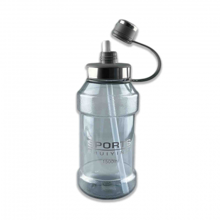 Sticla de apa portabila, cu pai incorporat, 1500 ml, Transparent [1]
