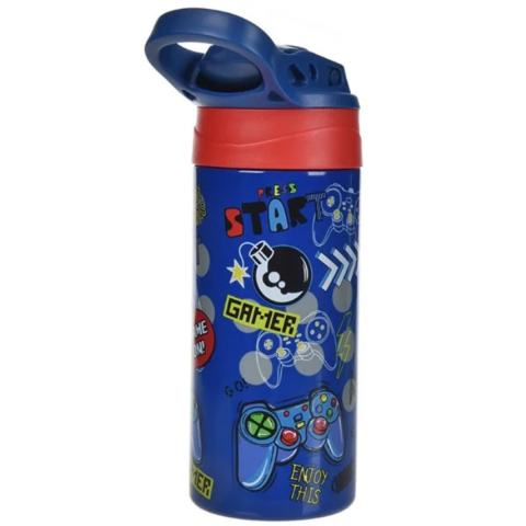 Sticla de apa, termos pentru Copii, model Gamer, din Otel Inoxidabil, Albastru, 500ml [2]