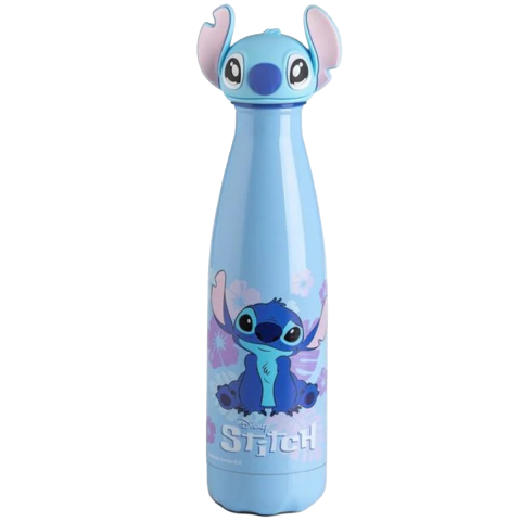 Rechizite Școlare - Sticla Termos din Otel Inoxidabil, model Stitch 3D, Fara BPA, Albastru, 500ml