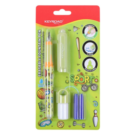 Stilouri pentru Copii si Scoala - Stilou cerneala termosensibila KEYROAD KR990206, 2 rezerve si dispozitv curatare penita, model baieti