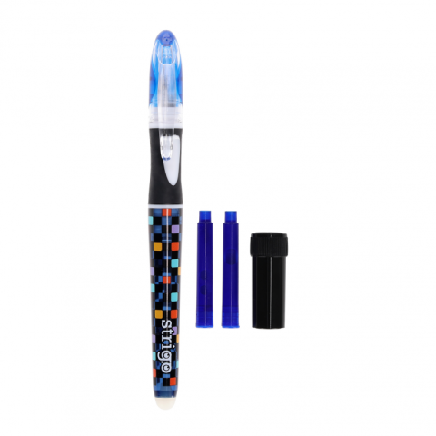 Pixuri pentru Copii si Scoala - Stilou cerneala termosensibila Strigo Pixel SSC470, 2 rezerve si dispozitv curatare penita
